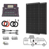 200 Watt 12 Volt All Black Monocrystalline Solar RV Kit w/ 20A PWM Charge Controller (2x100W Kit)