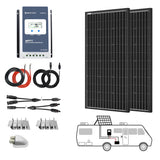 200 Watt 12 Volt All Black Monocrystalline Solar RV Kit w/ 30A MPPT Charge Controller (2x100W 30A)