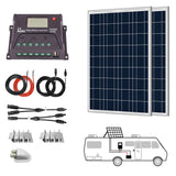 200W 12V Polycrystalline Solar RV Kit w/ 20A PWM Charge Controller (2x100W 20A)